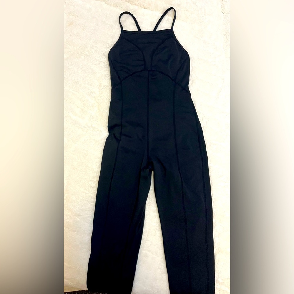 Free People Black Fitted Jumpsuit with Spaghetti Straps